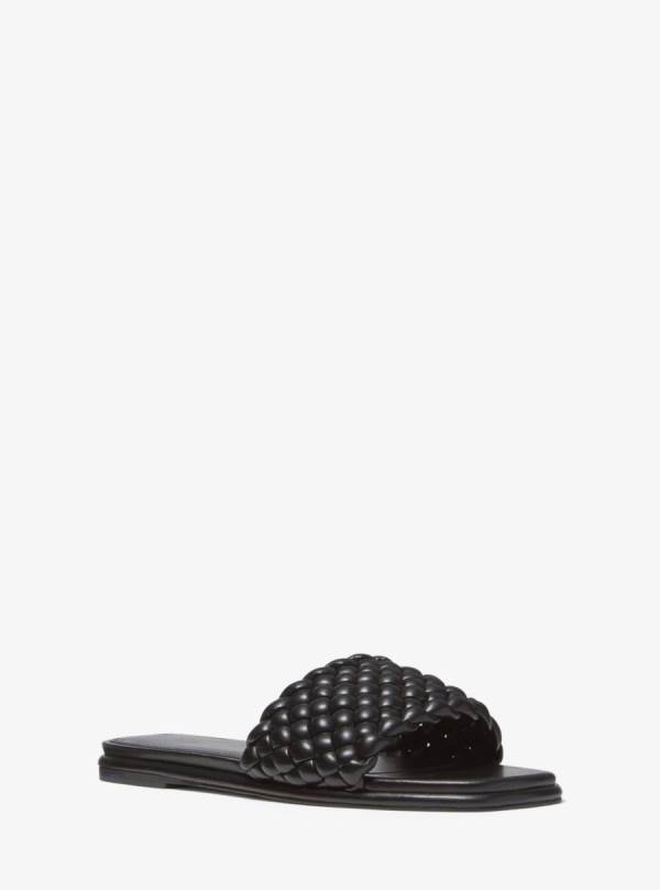 Damske Slapky Michael Kors Amelia Braided Čierne - Topanky Michael Kors Levně | TXUWD-2306